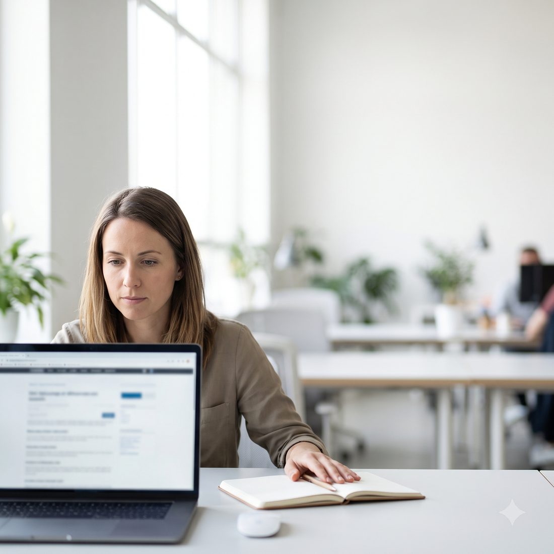 Profesional trabajando con un sistema de gestión en la oficina