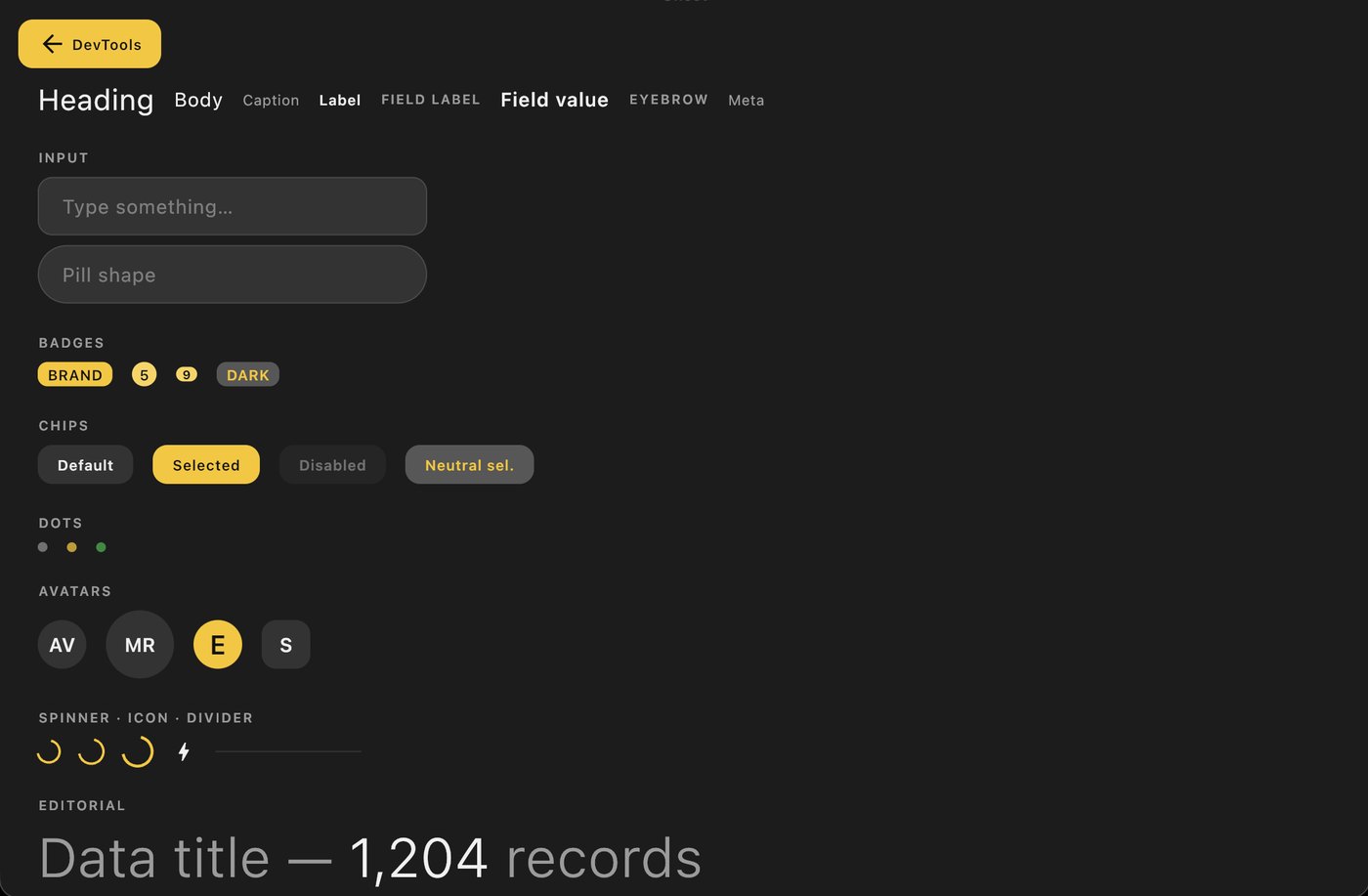 Design system in light theme
