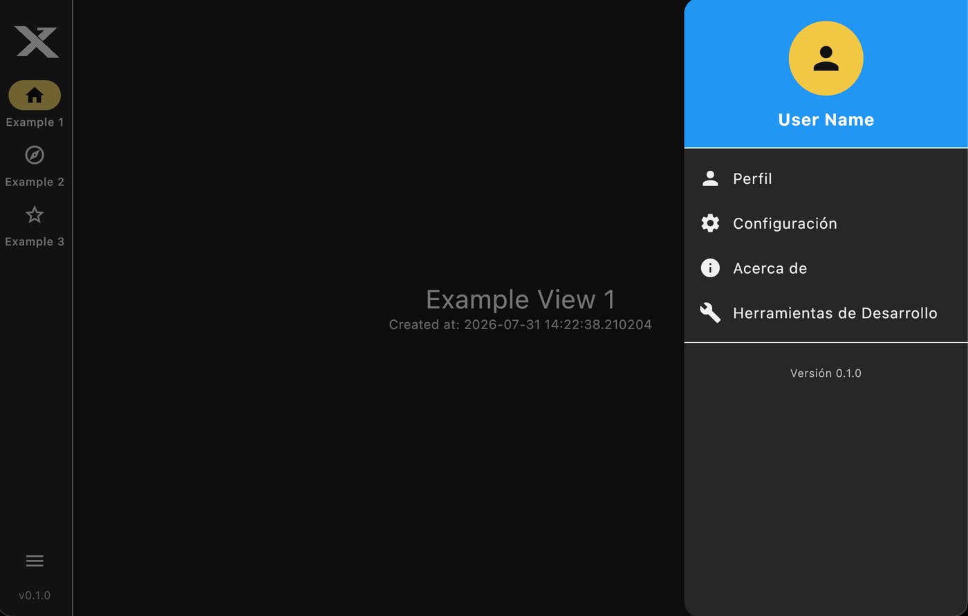App navigation and user menu