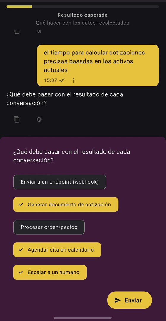 Quick reply options inside the conversation