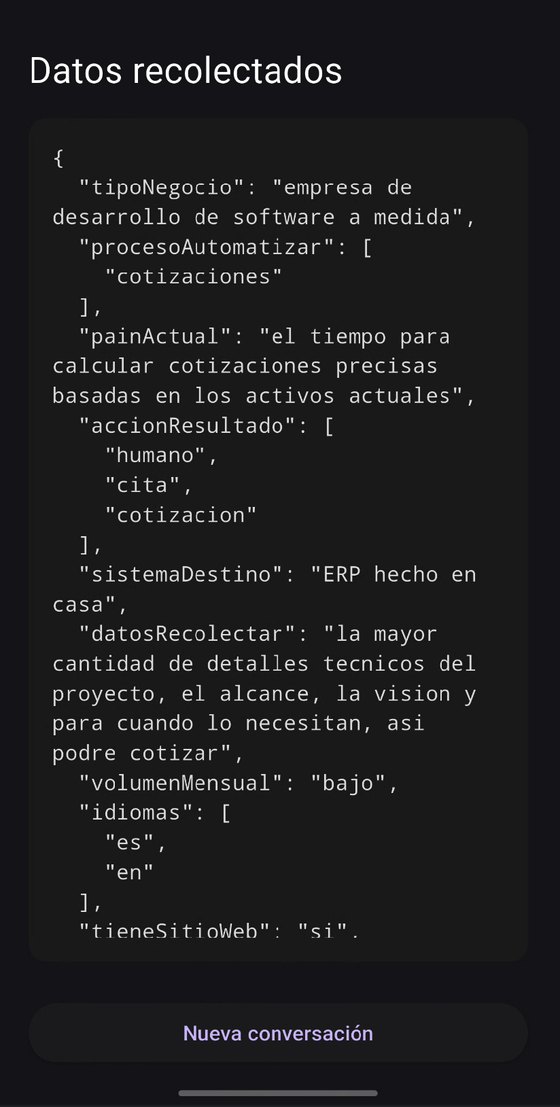 Structured data obtained from the conversation